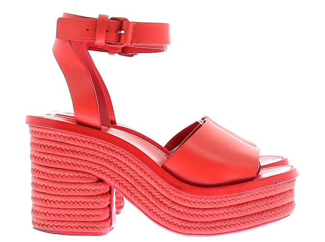 Céline Sandali con zeppa rossi Rosso - vista 2