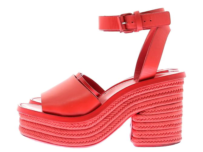 Céline Sandali con zeppa rossi Rosso - vista 3