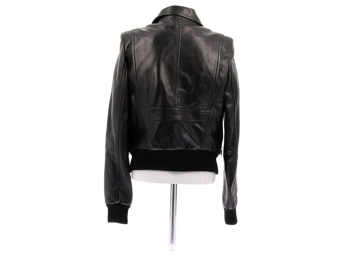 Louis Vuitton Veste en cuir noir - vue 2