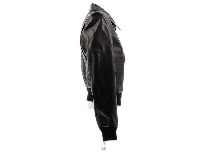 Louis Vuitton Veste en cuir noir - vue 3