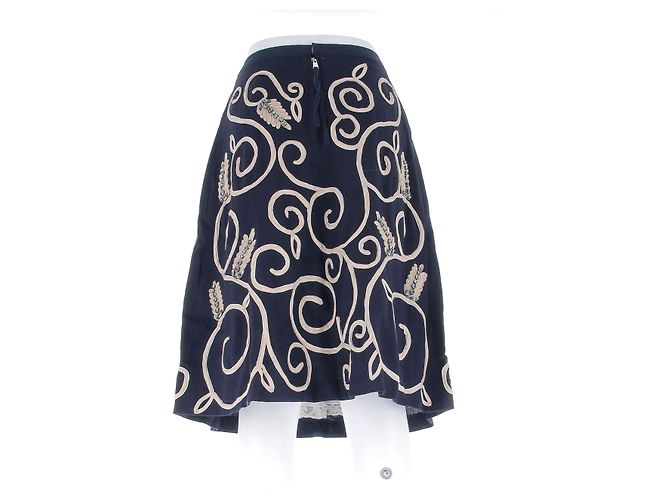 Falda Louis Vuitton bordada azul marino de viscosa - vista 2