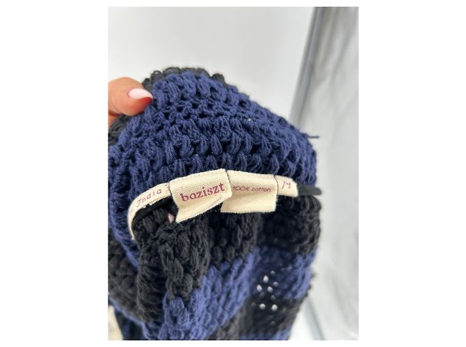 Autre Marque BAZISZT Cardigan Marineblau und Schwarz Baumwolle M - Ansicht 6