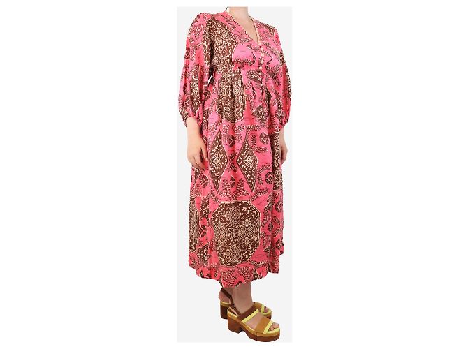Zimmermann Abito maxi stampato rosa e marrone - taglia UK 12 - vista 3