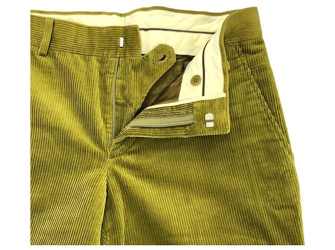 Hermès Pantalones de algodón de pana Hermes Amarillo - vista 4