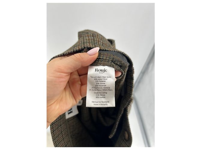 Pantalones Rouje de lana caqui espiga - vista 4