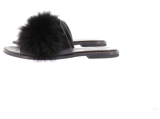 Autre Marque Flache Mules aus Kunstfell Schwarz - Ansicht 2