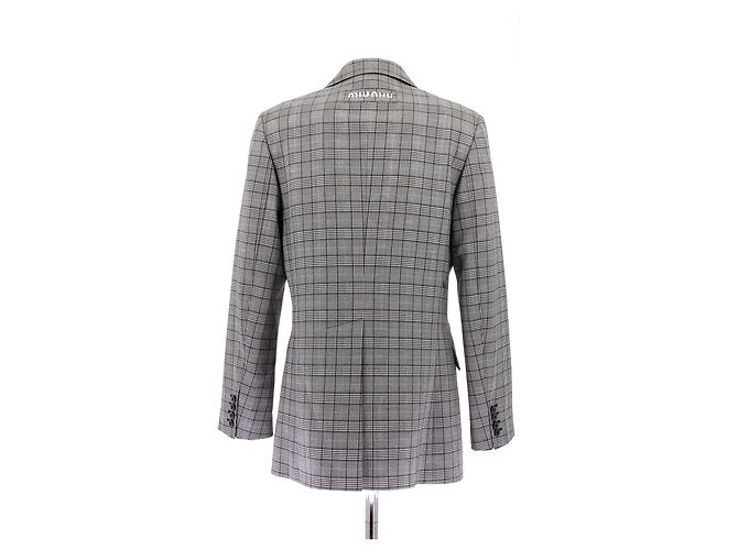 Miu Miu Wollblazer in Grau Kariert - Ansicht 2
