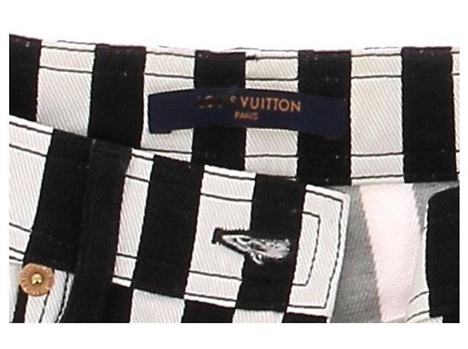 Louis Vuitton Short in denim a righe Nero - vista 5