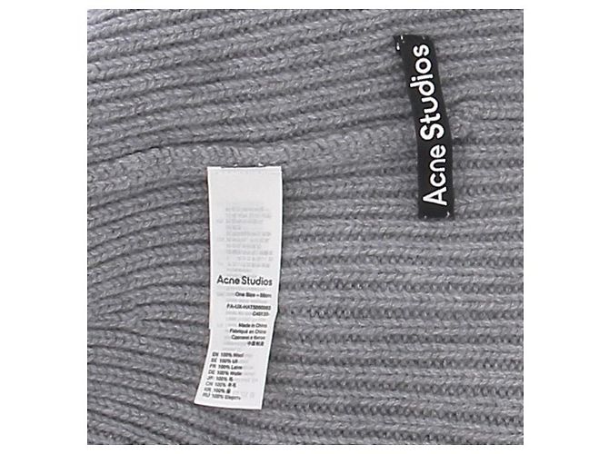 Acne Bonnet en laine gris - vue 4