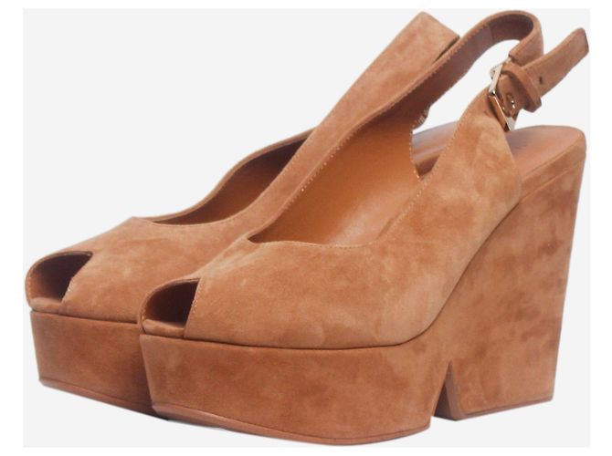 Robert Clergerie Kamelvelours Wedges Longan - Größe EU 38 - Ansicht 2