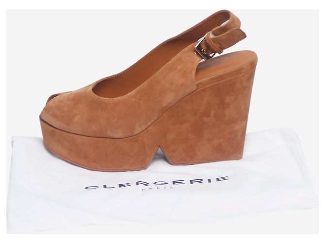 Robert Clergerie Kamelvelours Wedges Longan - Größe EU 38 - Ansicht 7