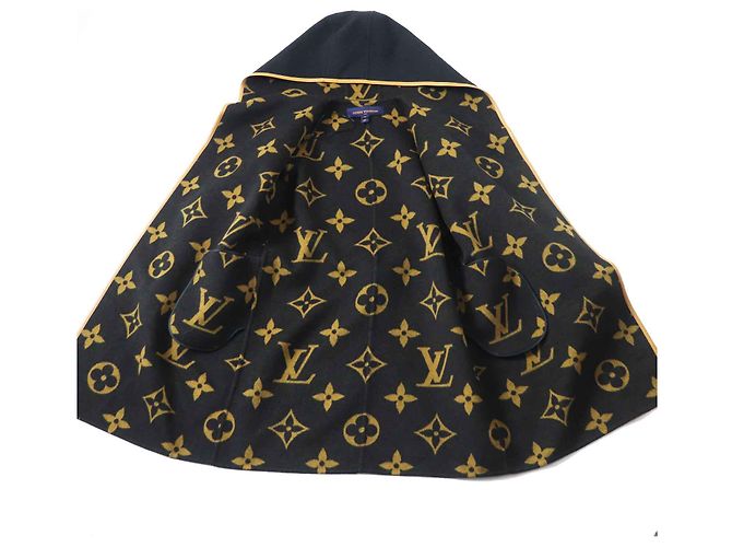 Abrigo con capucha de lana y seda Monogram Louis Vuitton Negro - vista 6
