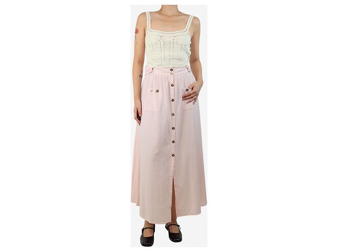 Melissa Odabash Falda de botones a rayas rosas - talla S - vista 2