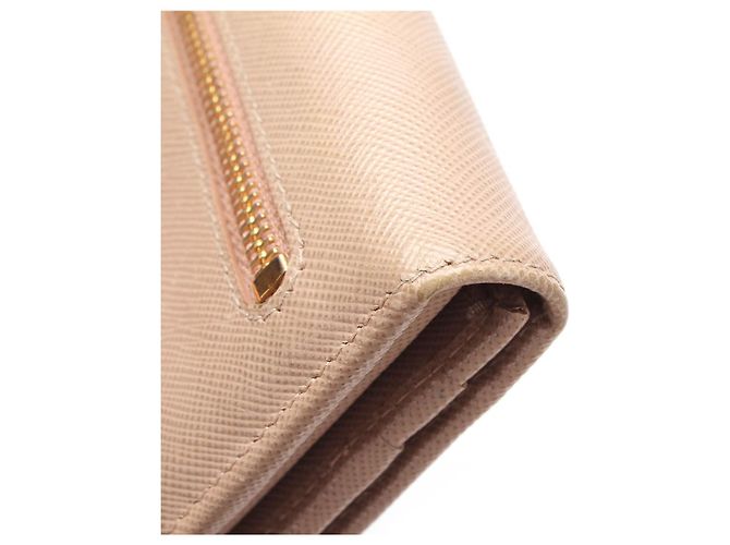 Cartera larga de cuero Saffiano Prada Beige - vista 12