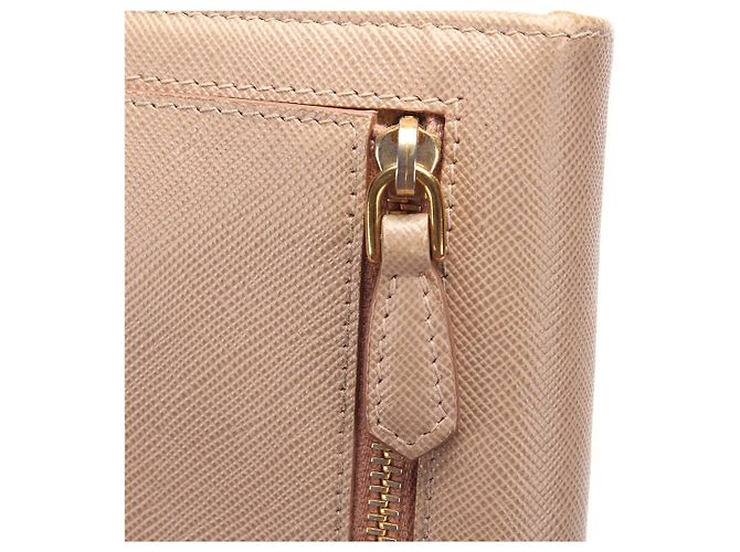 Cartera larga de cuero Saffiano Prada Beige - vista 14