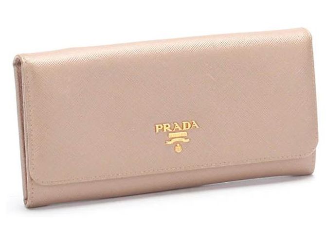 Cartera larga de cuero Saffiano Prada Beige - vista 2