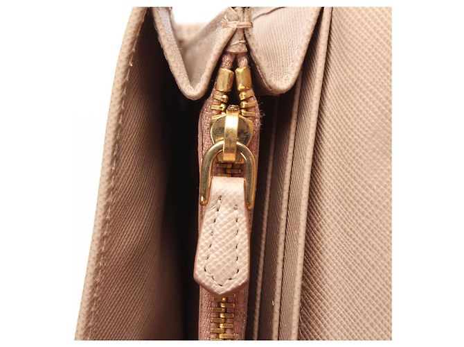 Cartera larga de cuero Saffiano Prada Beige - vista 6