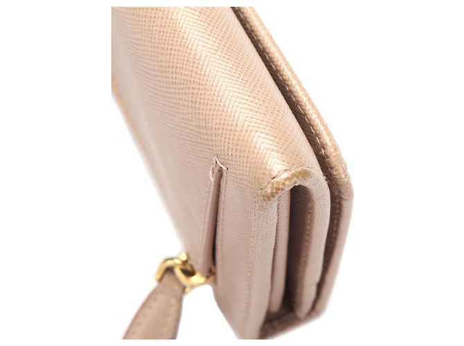 Cartera larga de cuero Saffiano Prada Beige - vista 9