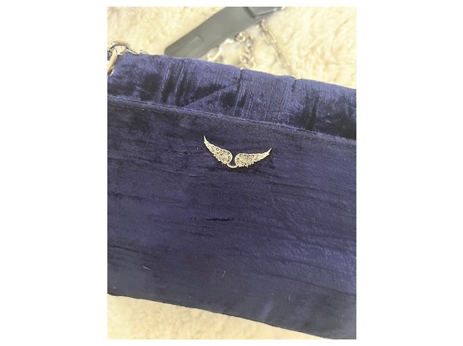Zadig & Voltaire Ziggy Blaues Samt – Samt Tasche - Schultergurt - Ansicht 3