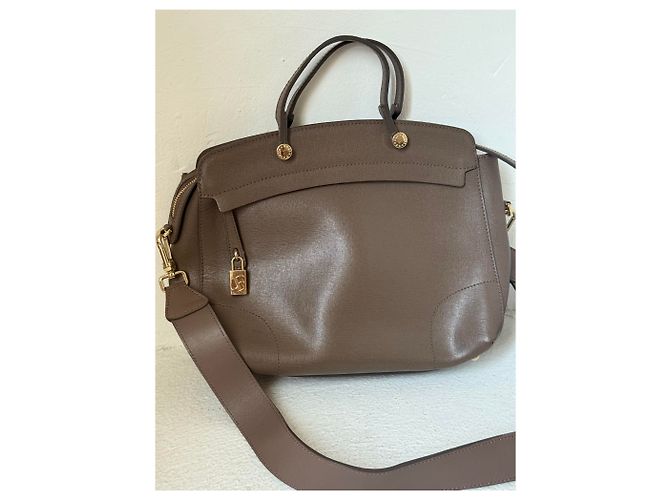 Bolsa Furla de Couro Taupe – Excelente Estado – Com Alça e Cadeado - vista 2
