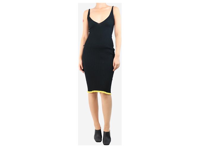 Autre Marque Schwarzes ärmelloses Ripp-Midi-Kleid - Größe S - Ansicht 3