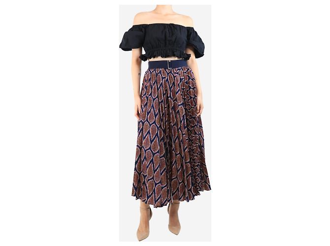 G. Kero Falda midi plisada paisley azul oscuro - talla UK 10 - vista 2