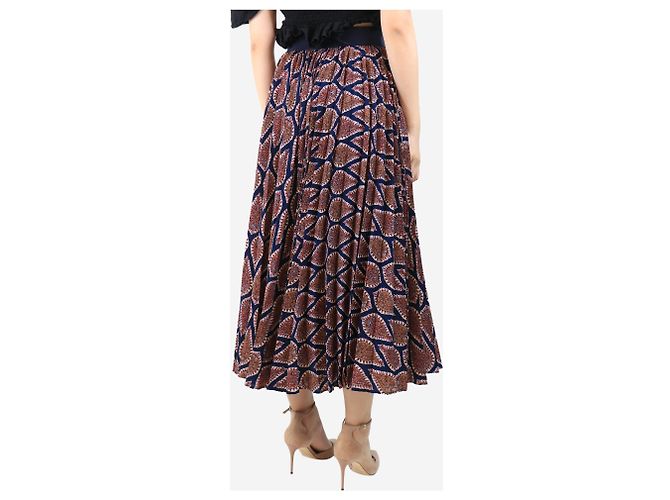 G. Kero Falda midi plisada paisley azul oscuro - talla UK 10 - vista 3
