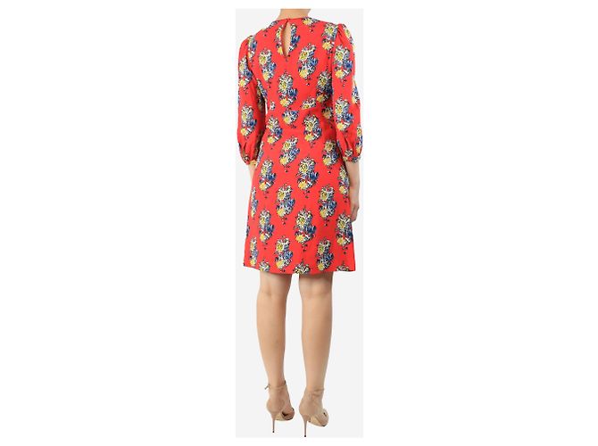 Miu Miu Vestido mini estampado floral rojo - talla UK 8 Roja - vista 2