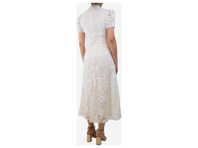 Erdem Abito mini bianco in pizzo con maniche a sbuffo - taglia UK 8 - vista 2