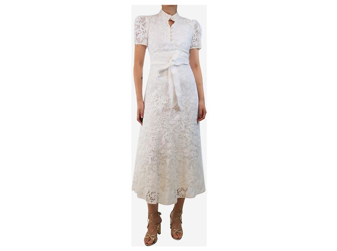 Erdem Abito mini bianco in pizzo con maniche a sbuffo - taglia UK 8 - vista 3