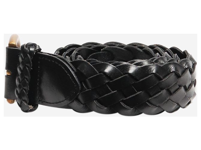 Polo Ralph Lauren Cintura in pelle di vitello intrecciata nera - vista 2