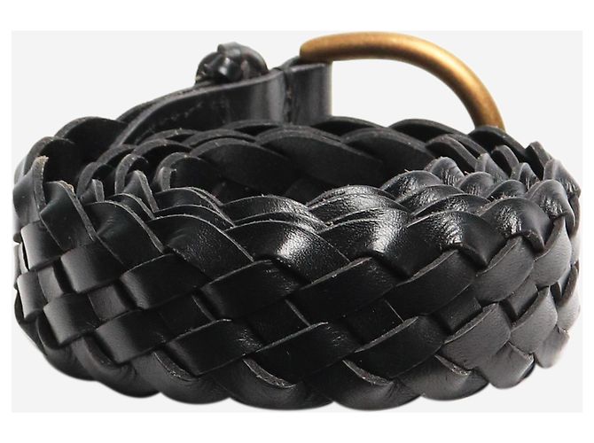 Polo Ralph Lauren Cintura in pelle di vitello intrecciata nera - vista 3