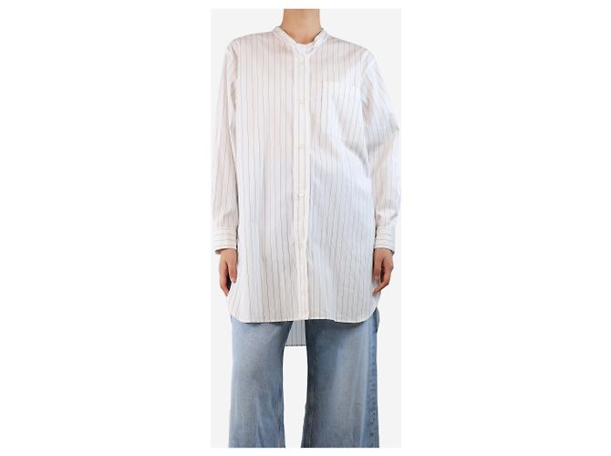 Autre Marque Camisa larga a rayas blancas - tamaño UK 10 Blanco - vista 3