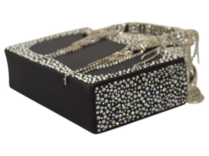 Autre Marque Borsa KARA Constellation Fringe in raso nero e cristalli - vista 10
