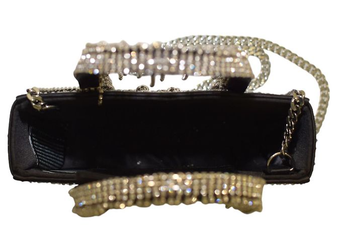 Autre Marque Borsa KARA Constellation Fringe in raso nero e cristalli - vista 12
