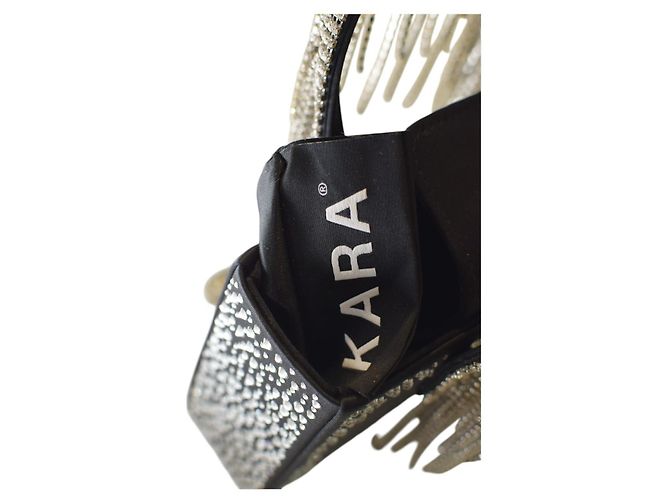 Autre Marque Borsa KARA Constellation Fringe in raso nero e cristalli - vista 13