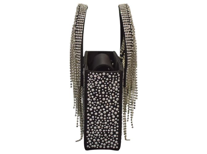 Autre Marque Borsa KARA Constellation Fringe in raso nero e cristalli - vista 3