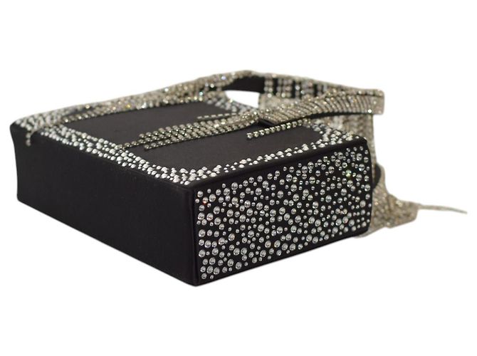 Autre Marque Borsa KARA Constellation Fringe in raso nero e cristalli - vista 8