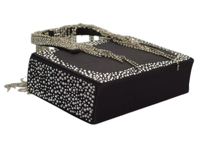 Autre Marque Borsa KARA Constellation Fringe in raso nero e cristalli - vista 9
