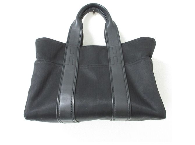 Hermès Hermes Acapulco PM Canvas-Leder Tote Bag Schwarz - Ansicht 2