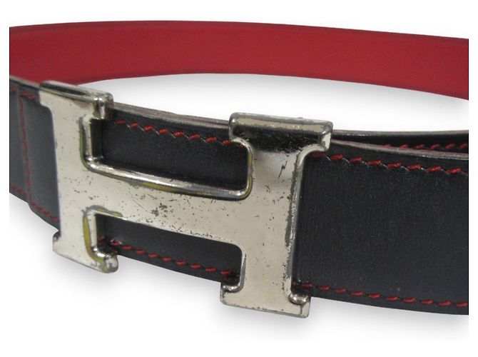 Hermès Hermes Reversible Constance Belt Red Navy blue - vista 3
