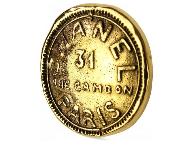 Runde Brosche Logo Chanel Vintage 31 Rue Cambon Golden - Ansicht 2