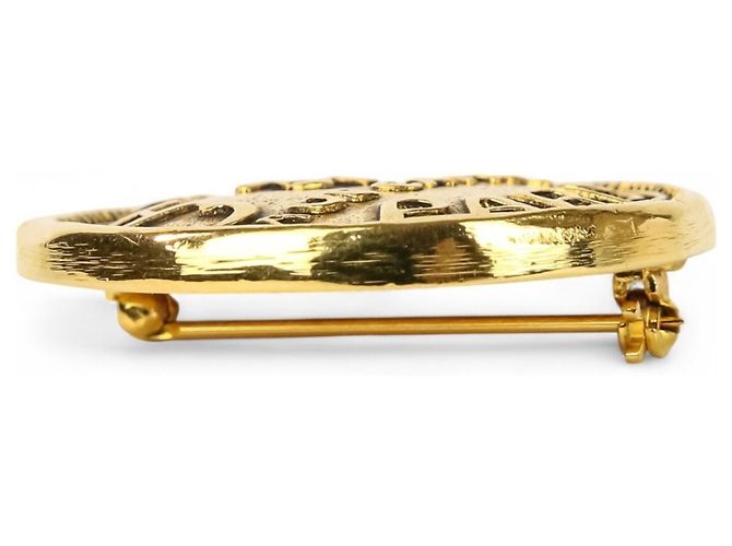 Runde Brosche Logo Chanel Vintage 31 Rue Cambon Golden - Ansicht 5