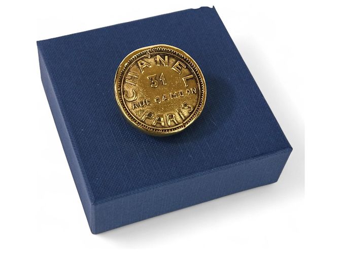 Runde Brosche Logo Chanel Vintage 31 Rue Cambon Golden - Ansicht 7