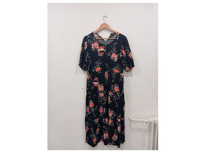 Langes schwarzes Blumenkleid Größe XL Desigual - Ansicht 2