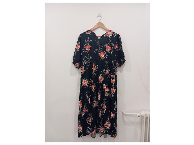 Langes schwarzes Blumenkleid Größe XL Desigual - Ansicht 3