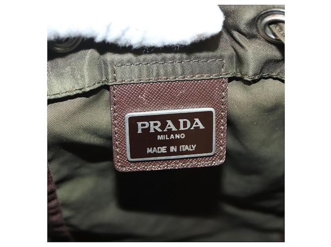 PRADA Backpack Nylon Khaki Silver Auth bs22991 Silvery - view 19