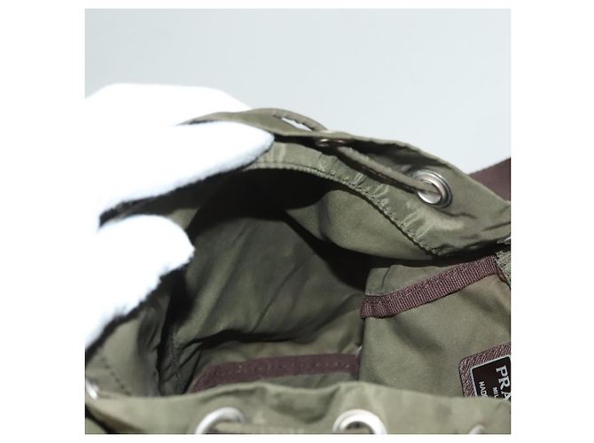 PRADA Backpack Nylon Khaki Silver Auth bs22991 Silvery - view 22