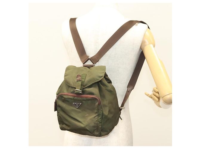 PRADA Backpack Nylon Khaki Silver Auth bs22991 Silvery - view 24