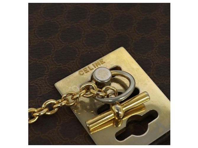 Céline Borsa a spalla in tela Macadam CELINE in pelle PVC marrone oro Auth 126661 D'oro - vista 14
